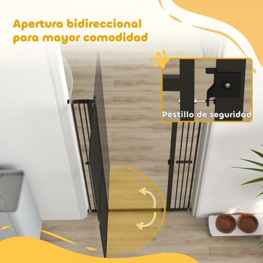 Barrera para Perros Extra Alta con Ancho Ajustable 77-104 cm Puerta para Perros con Extensiones y Puerta de Paso Negro [2]