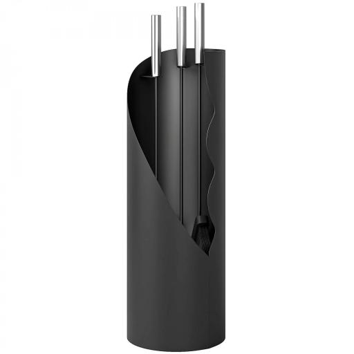 Juego de Utensilios para Chimenea de 4 Piezas de Metal con Escoba Pala Atizador y Cubo 20x20x65 cm Plateado [2]