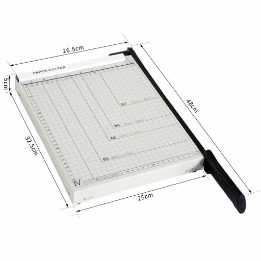 Cortador de Papel A4 Guillotina Profesional para Papelería Fotográfica Oficina Estudio Escuela Capacidad 12 Hojas con Regla Guía Cizalla de Cuchilla 48x26,5x5 cm Blanco [1]