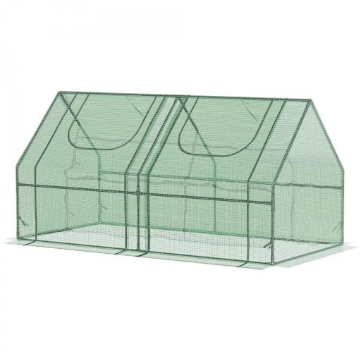 Invernadero de Exterior con Cubierta Doble Ventanas y Marco de Acero para Cultivar Plantas Flores 180x90x90 cm Verde [9]