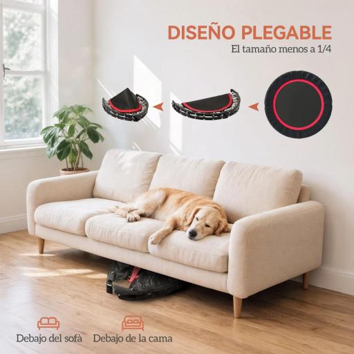 Cama Elástica Plegable Ø102 cm con Mango Ajustable Marco de Acero para Entrenamiento Piernas Cuerpo Rojo y Negro [4]