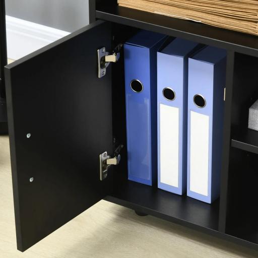 Mueble con Ruedas Armario de Oficina Multifuncional con Estantes con Amplio Espacio de Almacenaje 60x50x65,5 cm Negro [7]