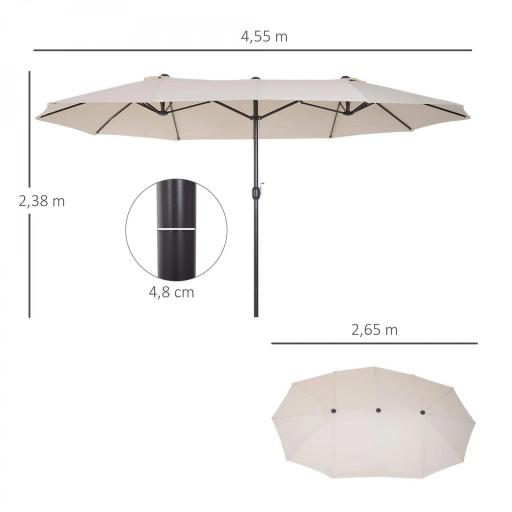 Sombrilla Doble para Jardín 460x270x240 cm Parasol Anti UV con Manivela para Exterior Patio Terraza Piscina Color Beige [1]