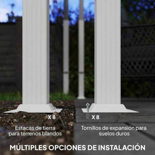 Pérgola de Jardín 4x3 m con Techo Retráctil Protección UPF30+ Drenaje Cenador de Jardín para Patio Exterior Beige [6]