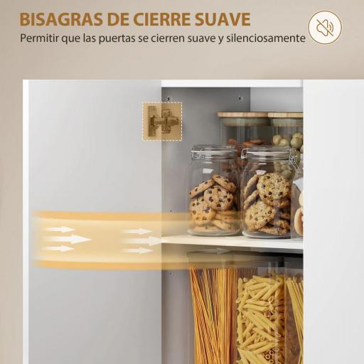 Alacena de Cocina con 4 Puertas Compartimento Abierto Estantes Ajustables 68x34x180 cm Blanco Brillo [4]