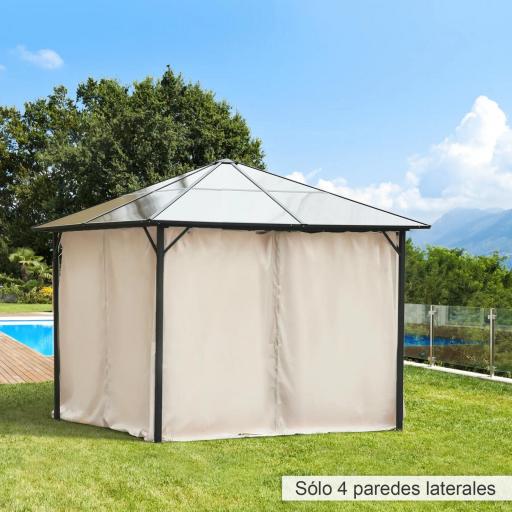  4 Paredes Laterales para Cenador 302x205 cm con 40 Ganchos y Anillos en C para Pérgola Gazebo Beige