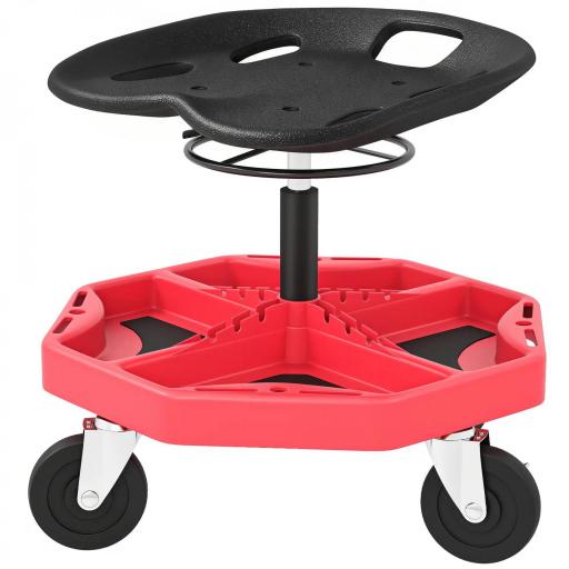Taburete de Taller Móvil con Bandeja Magnética Ruedas Altura Ajustable de 52–59,5 cm Carga 135 kg para Garaje Rojo [8]
