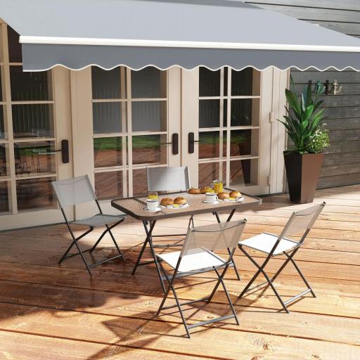 Conjunto de Mesa y 4 Sillas de Jardín Plegable con Mesa de Vidrio Templado Estilo Moderno para Terraza Patio Gris [7]