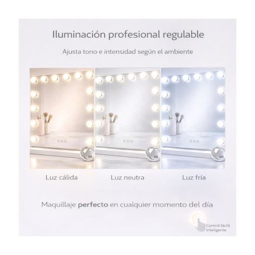 Espejo Maquillaje con Luz - 15 LED - 3 Modos de Luz  [1]