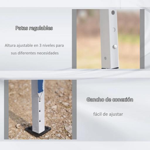 Carpa Plegable 6x3 m con Altura Ajustable en 3 Niveles Bolsa de Transporte Anti-UV y Marco de Acero Azul [3]
