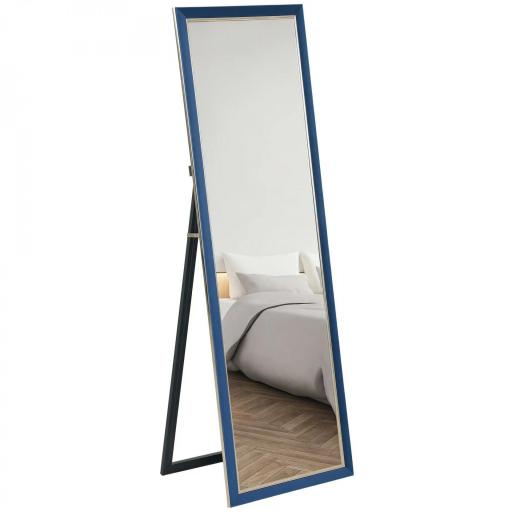 Espejo de Cuerpo Entero 150x50 cm con Marco en Terciopelo y Soporte para Salón Dormitorio Azul [7]