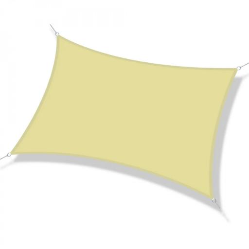 Toldo Vela Rectangular 6x4 m Vela de Sombra para Jardín Patio Terraza Poliéster Anti UV Color Arena [8]