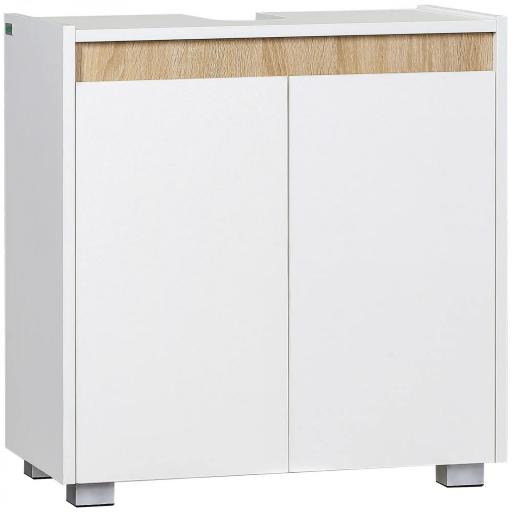 Mueble para Debajo del Lavabo Armario Bajo con 2 Puertas y Almacenamiento Interior 57x33x60 cm Blanco [9]
