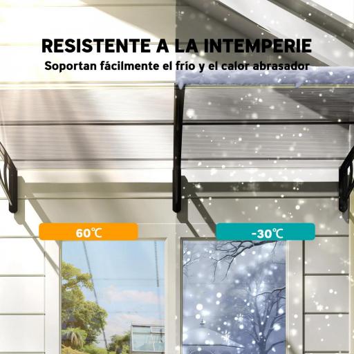 Tejadillo de Protección 200x96x27 cm Marquesina Exterior para Puertas y Ventanas contra Sol y Lluvia Transparente [6]