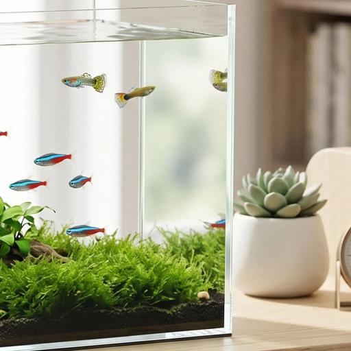 Acuario de Pecera 51 L Pecera de Cristal con Alfombrilla Protectora para Peces Camarones y Tortugas Transparente [7]