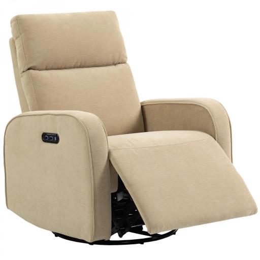 Sillón Relax Reclinable Eléctrico Giratorio y Balancín con Doble Motor Reposacabezas Ajustable Puertos USB Reposapiés [8]