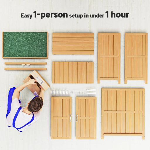 Armario de Jardín de Madera 74x43x88 cm Cobertizo Exterior para Almacenamiento de Herramientas Leñas con 2 Puertas y Techo Asfáltico Abatible Natural [4]