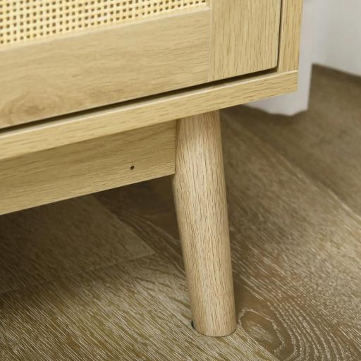 Aparador de Estilo Cannage Mueble Buffet Auxiliar con Puertas de Rejilla y Patas de Madera 120x40x97cm Natural [5]