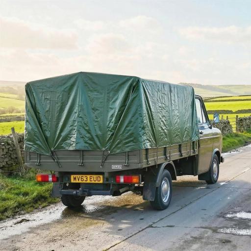 Lona Impermeable Exterior 4x6 m Toldo PE 90 g/m² Protección UV con Ojales Reforzados para Leña Muebles de Jardín Verde [7]
