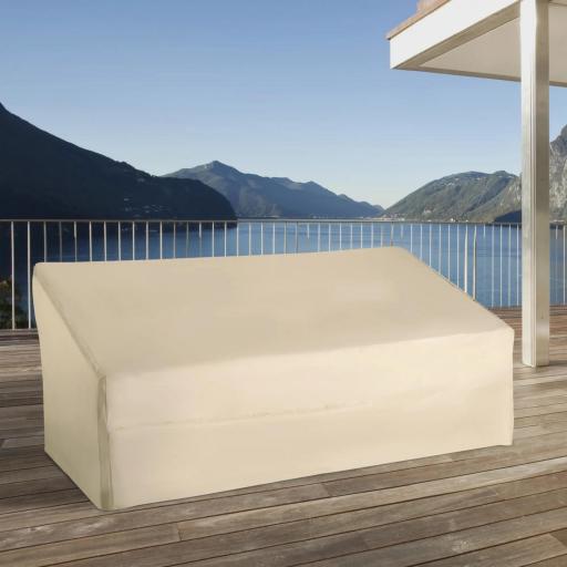 Funda Biege Impermeable para Banco 3 Plazas 218x111x101 cm Cubierta para Sofá o Mueble de Jardín