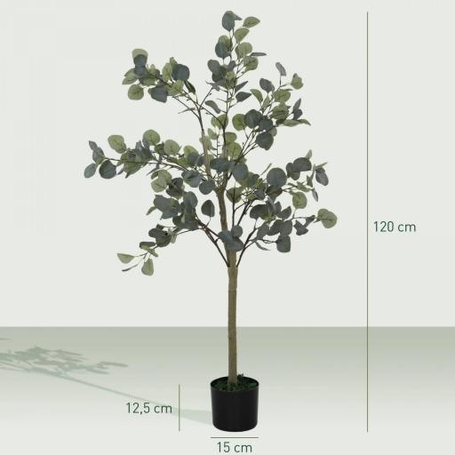 Planta Artificial Decorativa de 120 cm Eucaliptus Sintético con 230 Hojas en Maceta para Interior Verde [1]