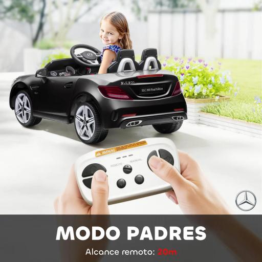 Coche Eléctrico para Niños de +3 Años Mercedes SLC 300 con Batería 12V Mando a Distancia Faros LED Bocina Música Negro [6]