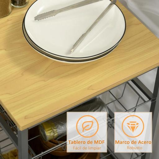 Carro Múltiusos de Cocina Baño con Ruedas 5 Niveles Carrito de Servicio Isla de Cocina Marco de Acero Carrito Auxiliar Verdulero Frutero Carga 20 kg para Salón 36,5x36,5x89 cm Plata [6]