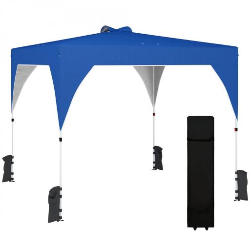 Carpa Plegable Pop-up 3x3 m con Bloqueo Central Altura Ajustable Bolsa Transporte con Ruedas y Sacos de Arena Azul [7]