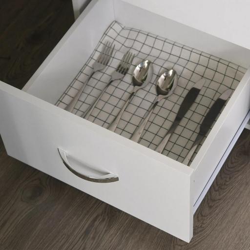Armario de Cocina Moderno Aparador de Comedor con 3 Cajones 3 Puertas y Estantes Ajustables 80x39,5x183,5 cm Blanco [7]
