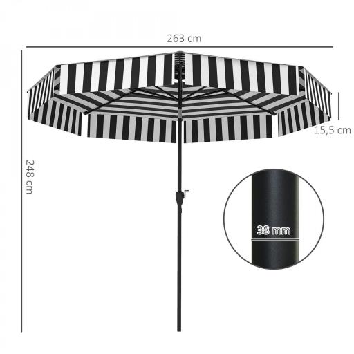 Sombrilla de Jardín Inclinable Ø263 cm con Protección UV30+ Techo Doble Ventilado y Manivela para Patio Jardín y Piscina [1]