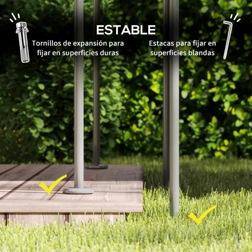 Cenador de Jardín de 4x3 m con Doble Techo Paredes Laterales Resistente al Agua para Exterior Terraza Gris Oscuro [4]
