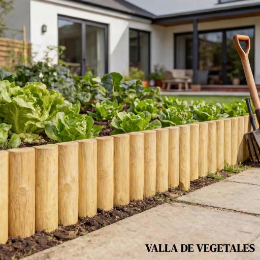 Valla de Jardín de Madera Panel Decorativo Resistente y Fácil de Instalar para Patio Césped Camino 176x38 cm Natural [2]