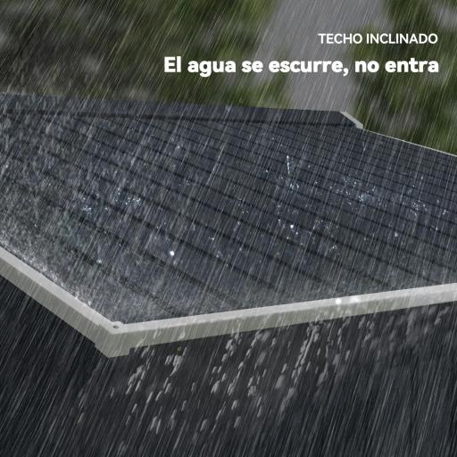 Cobertizo de Jardín 4,9 m² 277x195x192 cm con 2 Puertas Corredizas Base Refuerzo (Suelo NO Incluido) Gris Oscuro [5]