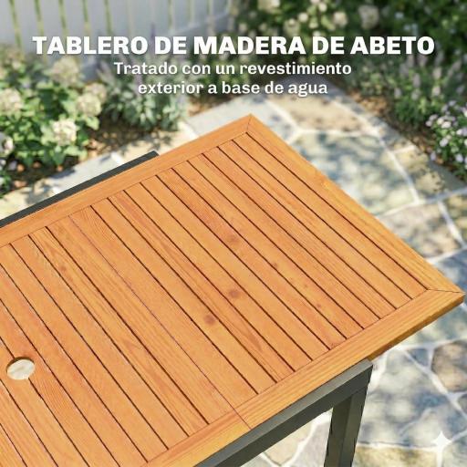 Mesa de Jardín Extensible 100/150x70 cm de Madera y Metal con Agujero para Sombrilla para 4-6 Personas Teca [7]
