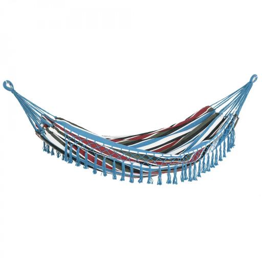 Hamaca Doble Portátil de Algodón 285x150 cm con Bolsa de Transporte para Exteriores Patio Jardín Playa Camping Carga 120 kg Multicolor [10]