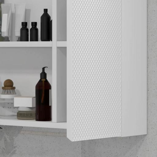 Armario con Espejo para Baño con Estante Ajustable Mueble para Baño Estilo Moderno 65x15x49 cm Blanco [7]