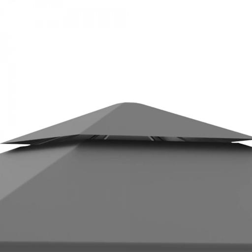 Cenador de Jardín 3x3m con Doble Techo Estructura de Acero Resistente al Agua para Exterior Patio 295x295x270 cm Gris [7]
