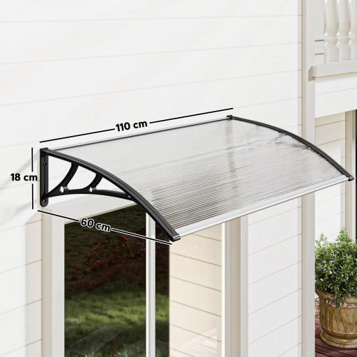 Marquesina para Puertas y Ventanas 110x60 cm con Paneles de Policarbonato Regleta de Aluminio Transparente [1]