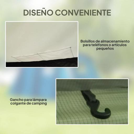 Tienda de Campaña Inflable Tipo Túnel para 3-6 Personas con Vestíbulo Ventanas de Malla y Bolsa Impermeable Verde Oliva [6]