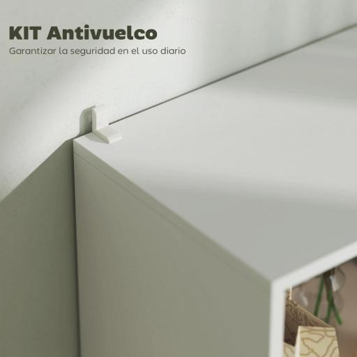 Estantería Bicolor con 4 Estantes Abiertos y 2 Cajones de Melamina con Patas de Pino 60x30x179cm Blanco y Madera Natural [2]