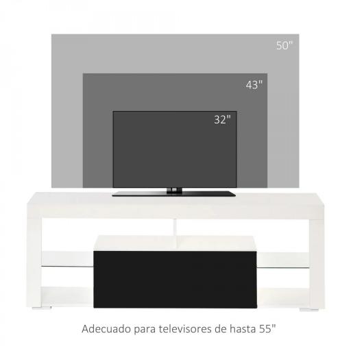 Mueble de TV para Televisiones de 55'' Mesa para TV de Salón con Luz LED 6 Modos de Colores 140x35x52 cm Blanco [5]