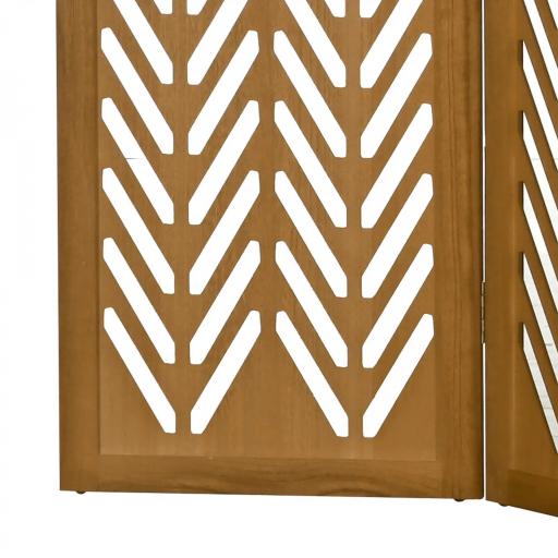 Separador de Ambientes Plegable de 3 Paneles 120x1,7x170 cm Biombo de Madera con Patrones Geométricos Natural [4]