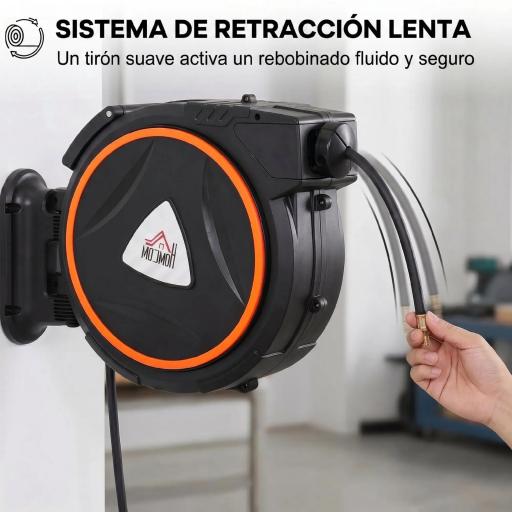 Manguera Compresor Aire 20 m + 2 m Conector de 1/4'' BSP con Soporte para Pared Giratorio 180° Negro [5]