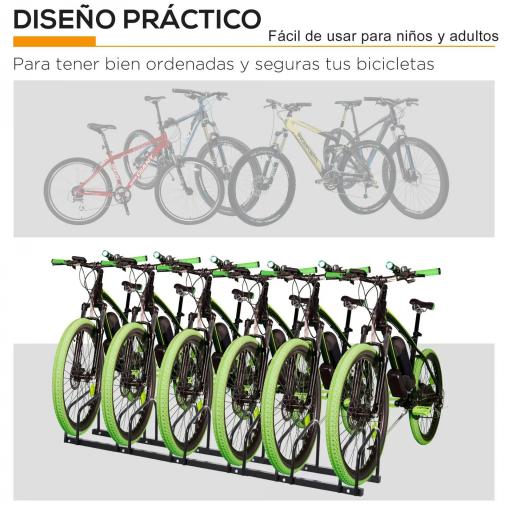 Aparcamiento para 6 Bicicletas Soporte de Acero para Aparcar Bicicletas en el Suelo o Pared 179x33x27 cm Negro [6]