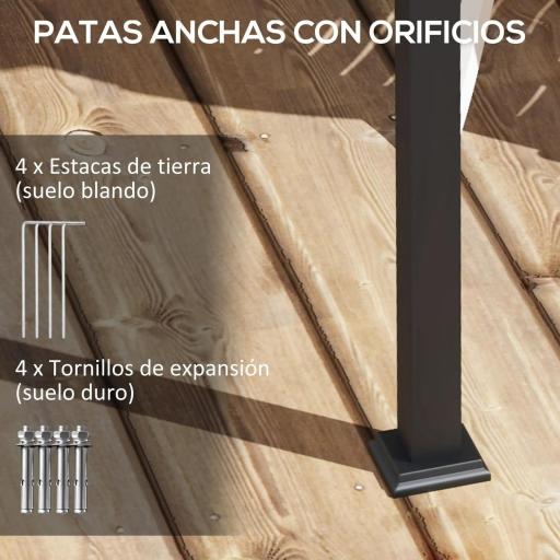 Pérgola 4x3 m Cenador de Jardín con Techo Retráctil de Poliéster y Marco de Acero Crema y Gris Oscuro [4]