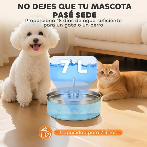 Fuente para Gatos de Acero Inoxidable 7L Fuente de Agua para Mascotas Silencioso Automático con Sistema de Filtros [4]