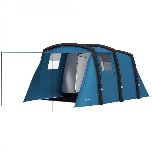 Tienda de Campaña Inflable Tipo Túnel para 3-6 Personas con Vestíbulo Ventanas de Malla y Bolsa Impermeable Azul [9]