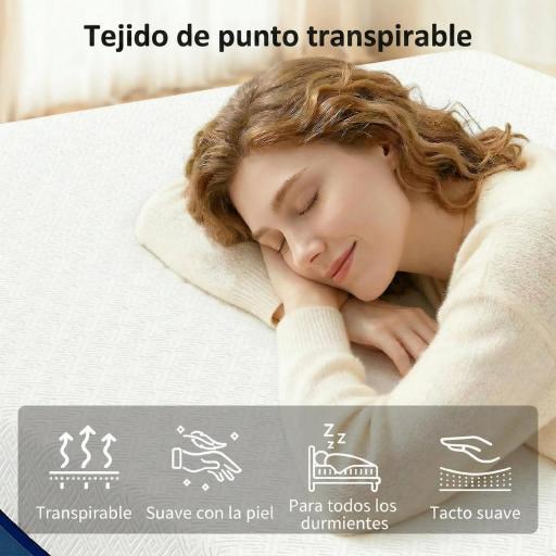 Colchón 190x135 cm Grosor 20 cm Colchón Viscoelástico con Té Verde Firmeza Media Cama Refrescante con Espuma de Gel [5]