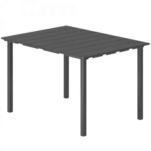 Mesa de Comedor de Jardín para 6 Personas con Superficie de HDPE Estructura Metálica para Patio 120x90x74 cm Negro [8]