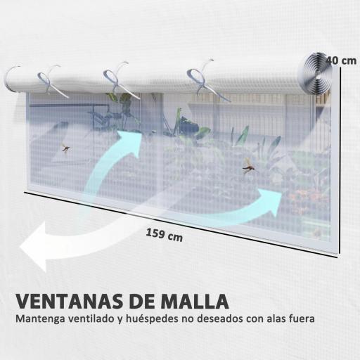 Invernadero de Túnel 6x3x2 m con 6 Ventanas de Malla Cubierta de PE Anti-UV y 3 Puertas Enrollables Blanco [7]